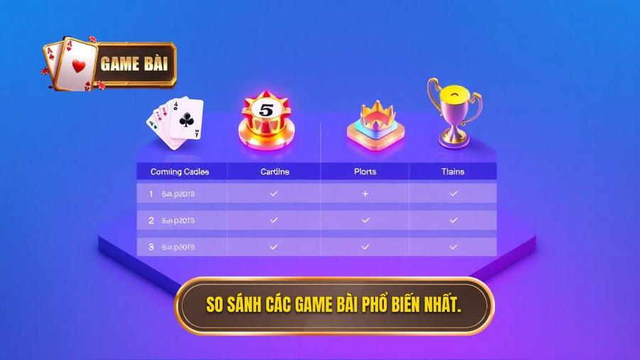Bảng so sánh các đặc điểm nổi bật của game bài phổ biến