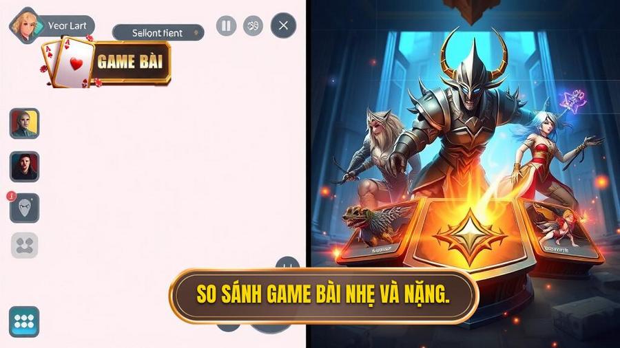 Bảng so sánh giữa Game bài nhẹ và Game bài đồ họa nặng